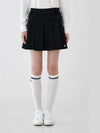 Metal logo flap pleated skirt black - GOXO - BALAAN 1