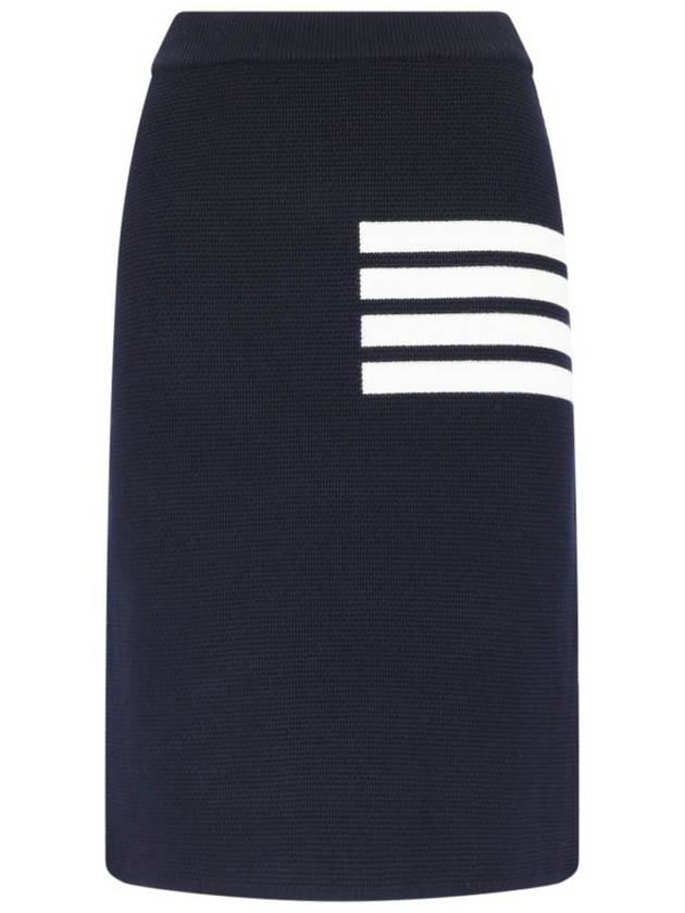 Women's Fine Merino Wool 4 Bar Stitch Pencil Skirt Navy - THOM BROWNE - BALAAN 2