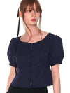 PUFF BUTTON BLOUSE NAVY - ZIZEMUSEUM - BALAAN 2