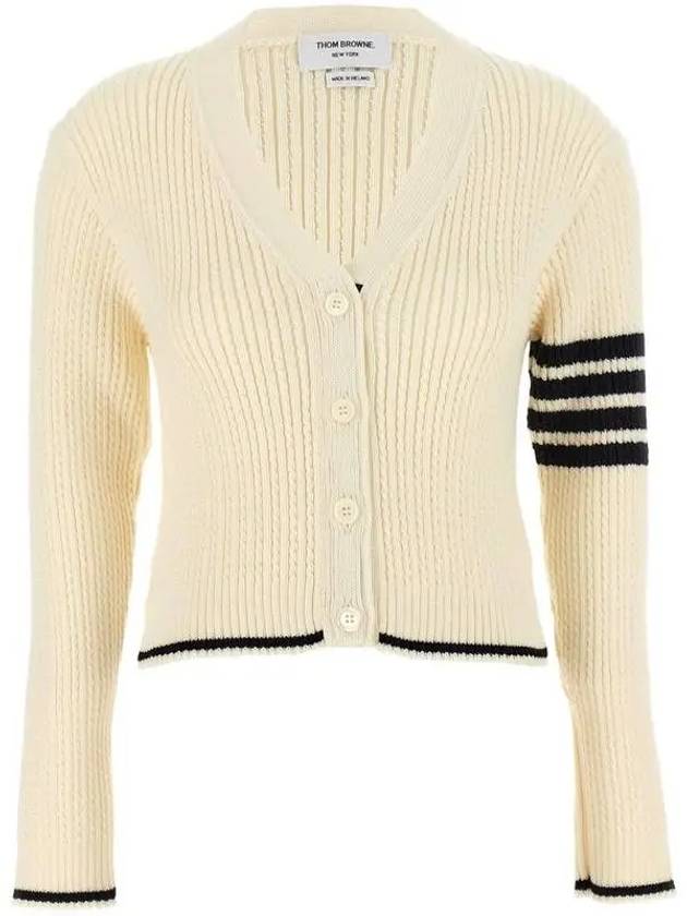 4 Bar Cable Wool Crop Cardigan Ivory - THOM BROWNE - BALAAN 2