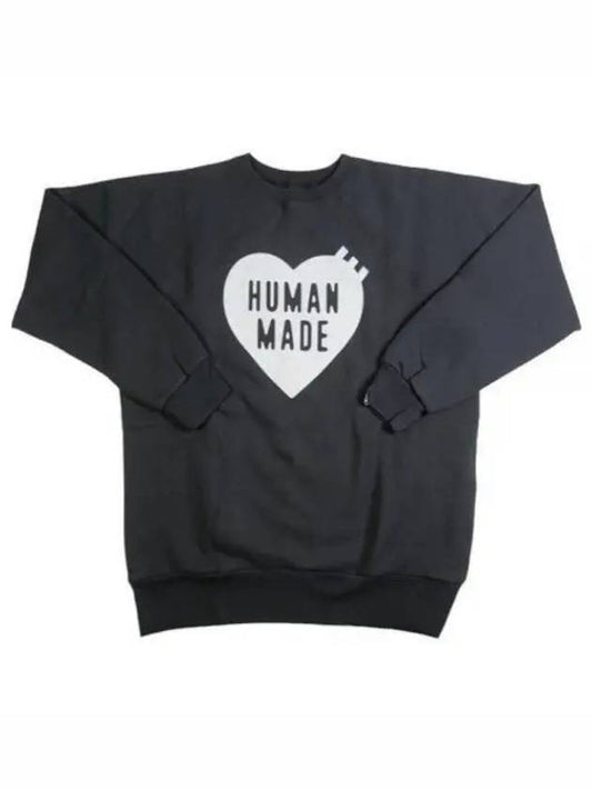 Heart Crew Neck Sweatshirt Black - HUMAN MADE - BALAAN 2