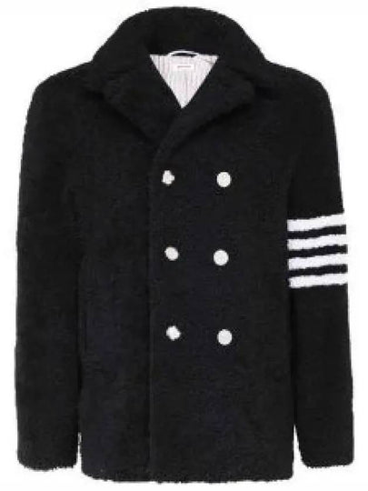 Men's 4 Bar Unconstructed Classic Shearling Double Coat Black - THOM BROWNE - BALAAN 2