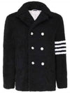 Men's 4 Bar Unconstructed Classic Shearling Double Coat Black - THOM BROWNE - BALAAN 2