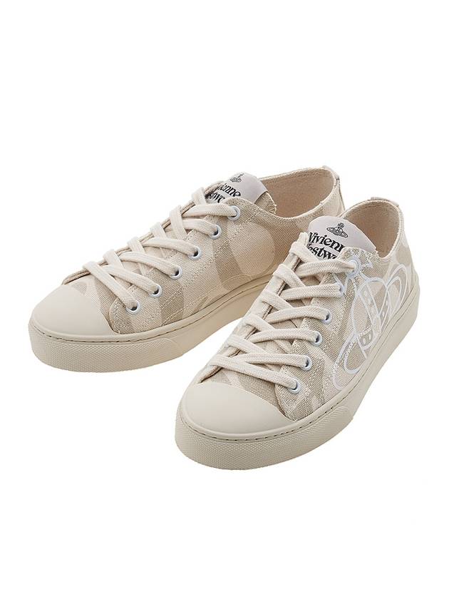 ORB Print Canvas Low Top Sneakers Beige - VIVIENNE WESTWOOD - BALAAN 1