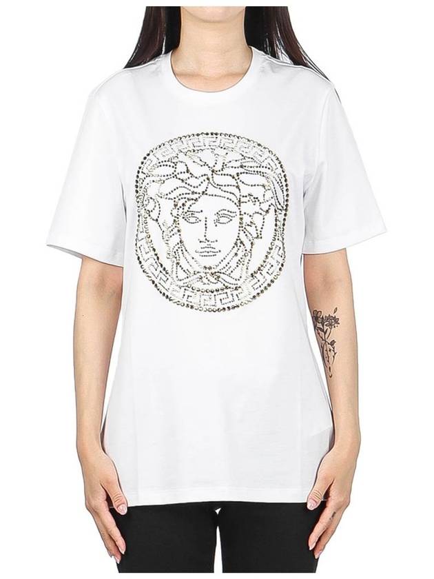 Women's Medusa Studded Short Sleeve T-Shirt White - VERSACE - BALAAN 2