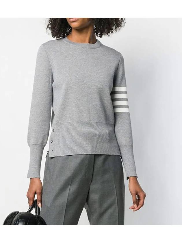 4-Bar Milano Stitch Crew Neck Knit Top Light Grey - THOM BROWNE - BALAAN 3