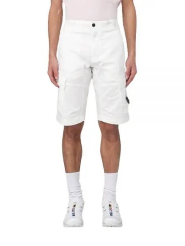 Stretch Satin Cargo Shorts White - CP COMPANY - BALAAN 2