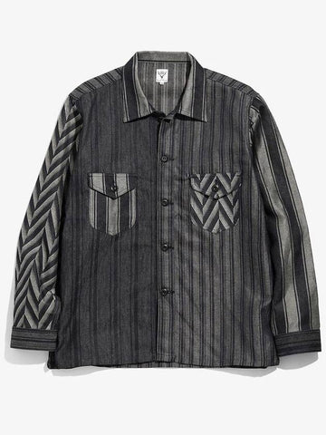 South2West8 Striped Denim Jacquard Smokey Shirt Crazy Stripe KP814 - SOUTH2 WEST8 - BALAAN 1