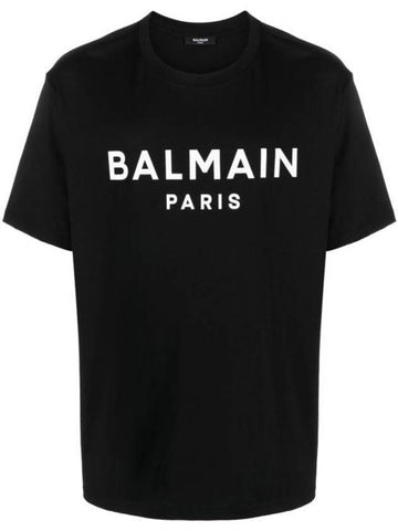 Paris Logo Organic Cotton Short Sleeve T-Shirt Black - BALMAIN - BALAAN 1