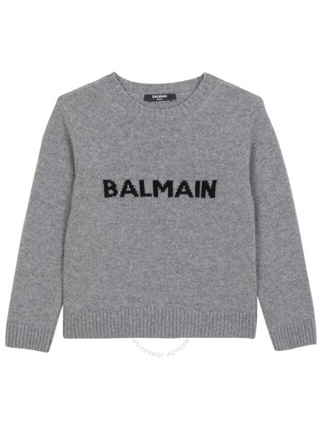 Balmain Boys Logo Intarsia Crewneck Sweater, Size 8 - BALMAIN - BALAAN 1