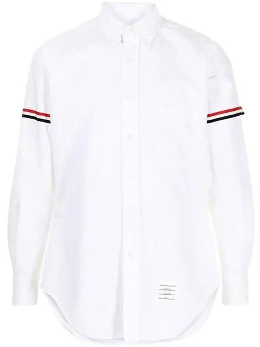 Oxford Striped Grosgrain Armband Classic Long Sleeve Shirt White - THOM BROWNE - BALAAN 1