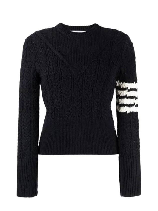 diagonal pullover knit top navy - THOM BROWNE - BALAAN 1