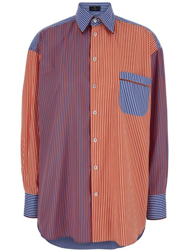 Red, Blue And Orange Striped Shirt In Cotton Woman - ETRO - BALAAN 1