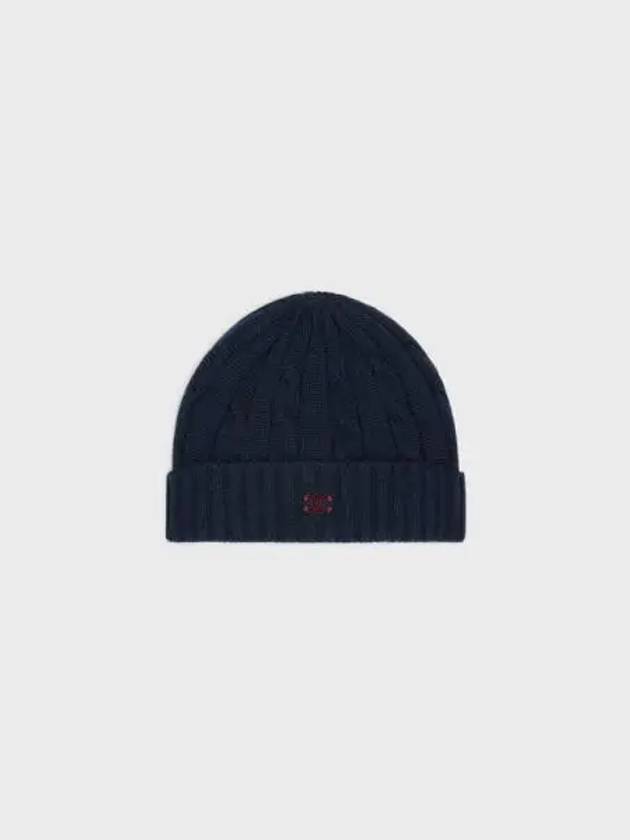 Triomphe Cable Knit Cashmere Beanie Navy - CELINE - BALAAN 2