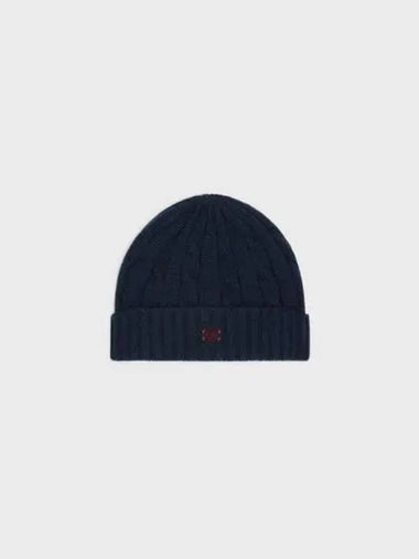 Triomphe Cable Knit Cashmere Beanie Navy - CELINE - BALAAN 1