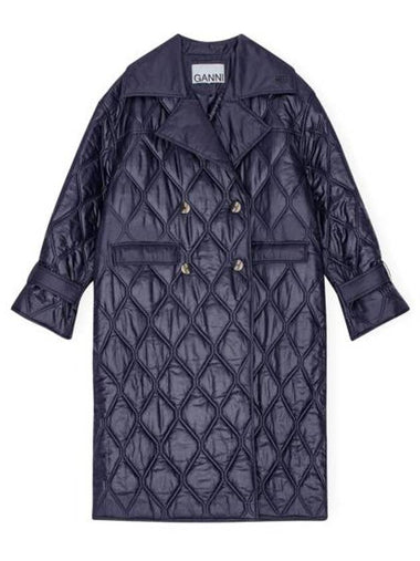 Quilted Double Coat Navy - GANNI - BALAAN 1