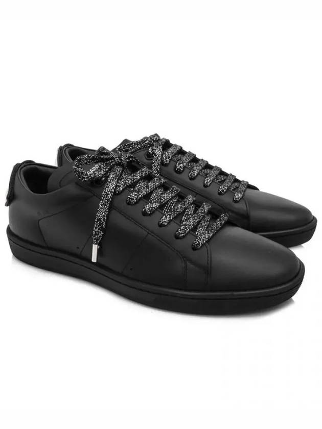 Signature Court Classic Lips Leather Low Top Sneakers Black - SAINT LAURENT - BALAAN 3