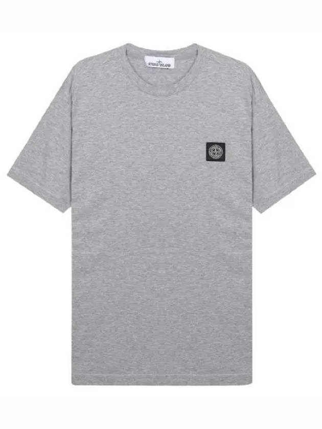 Logo Patch Cotton Short Sleeve T-Shirt Dust Melange Grey - STONE ISLAND - BALAAN 2