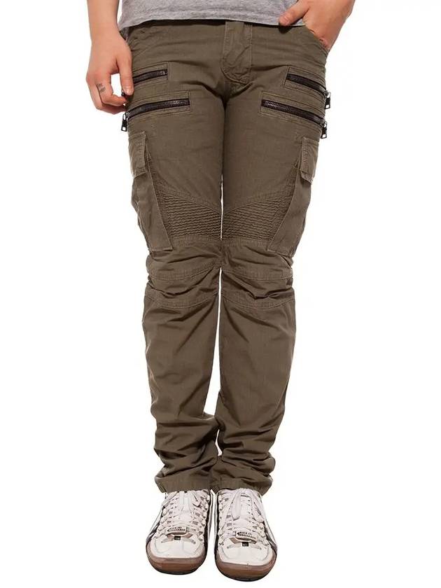 11th Anniversary 4 Zipper Cotton Cargo Biker Khaki T552 C487 147 - BALMAIN - BALAAN 1