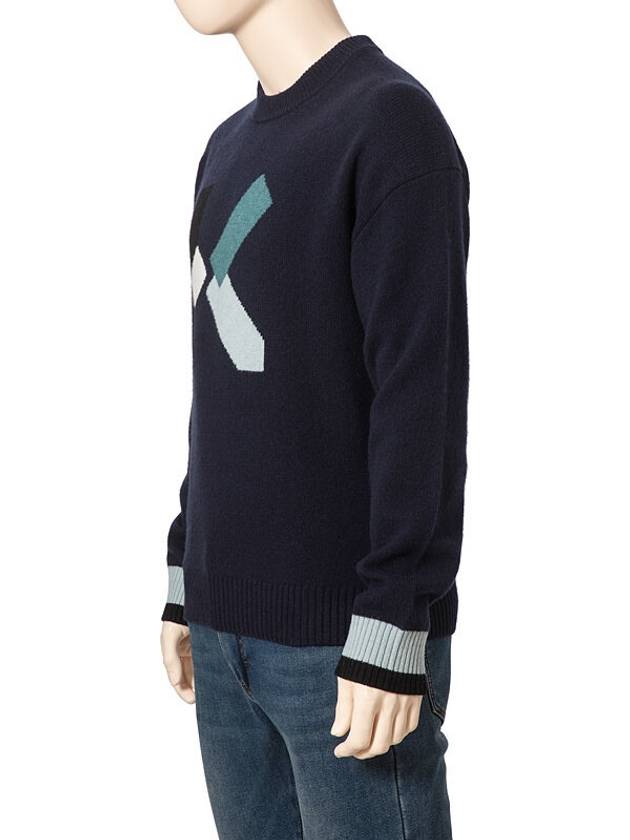 Men's Navy K Logo Knit Sweater Knit Top 5PU5353LP76 - KENZO - BALAAN 2