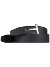 Silver Hardware T Logo Reversible Leather Belt Dark Navy - TOM FORD - BALAAN 2