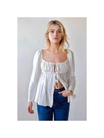 TACH TEIDE Tie Linen Blouse Ivory - ETC - BALAAN 2