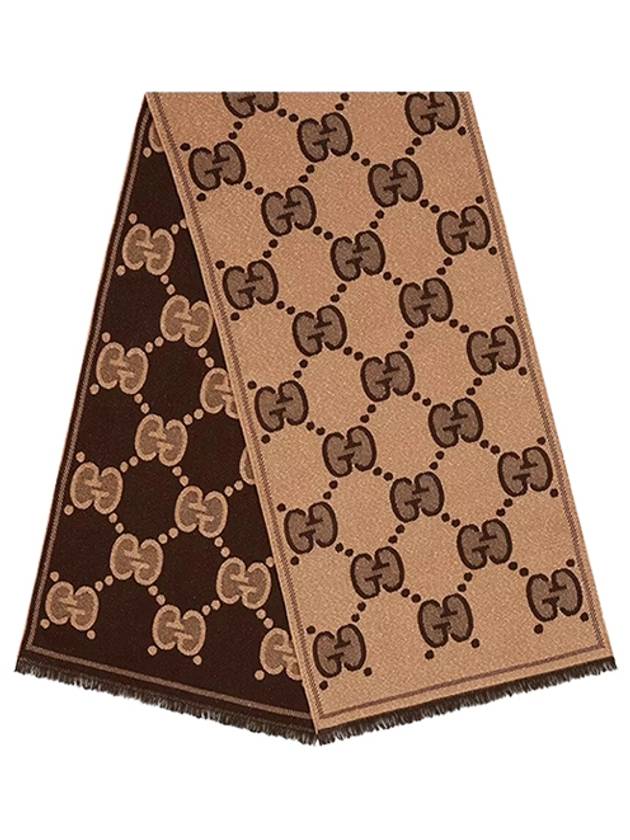 GG two-tone wool jacquard muffler camel - GUCCI - BALAAN.