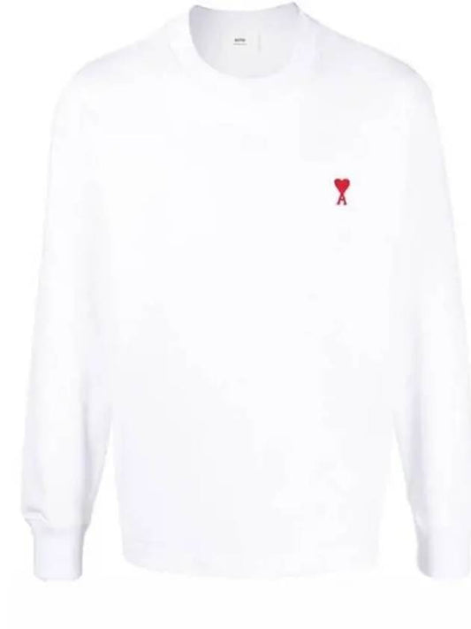 Small Heart Logo Long Sleeve T-Shirt White - AMI - BALAAN 2