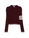 4 Bar Stripe Cable Knit Top Red - THOM BROWNE - BALAAN 2