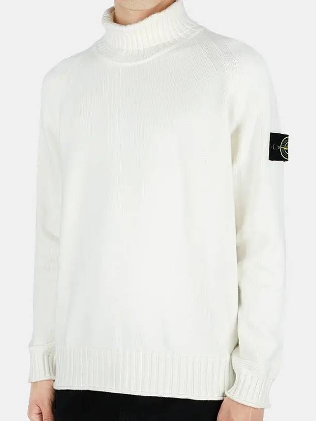 Logo Wappen Patch Cotton Turtleneck Ivory - STONE ISLAND - BALAAN 3