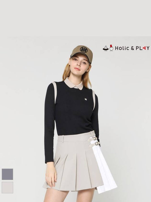 Women s buckle decoration pleated unbalanced length culotte HD3WCU003 - HOLIC&PLAY - BALAAN 2