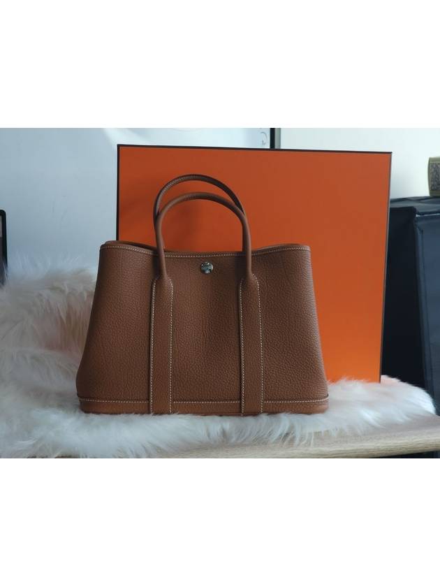 Garden Party 30 Negonda Palladium Tote Bag Eucalyptus - HERMES - BALAAN 3