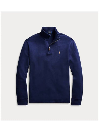 Embroidered Pony Logo Half Zip-Up Knit Top Navy - POLO RALPH LAUREN - BALAAN 2