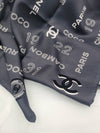 Velvet Logo Black and White Scarf - CHANEL - BALAAN 5