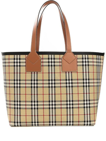 Check Large London Cotton Tote Bag Brown - BURBERRY - BALAAN 2