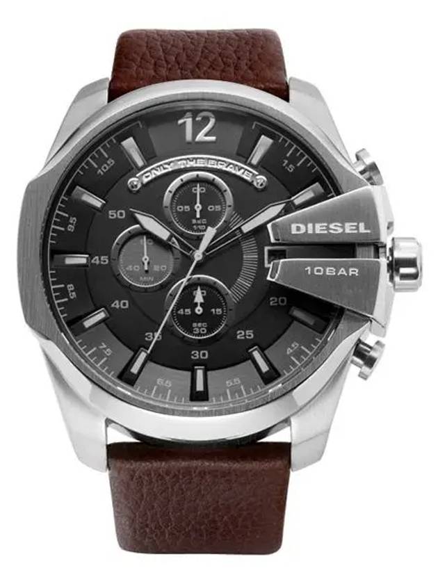 Mega Chief Quartz Leather Watch Brown - DIESEL - BALAAN 1