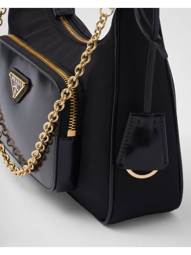 Re-Nylon Brushed Leather Mini Bag Black - PRADA - BALAAN 7