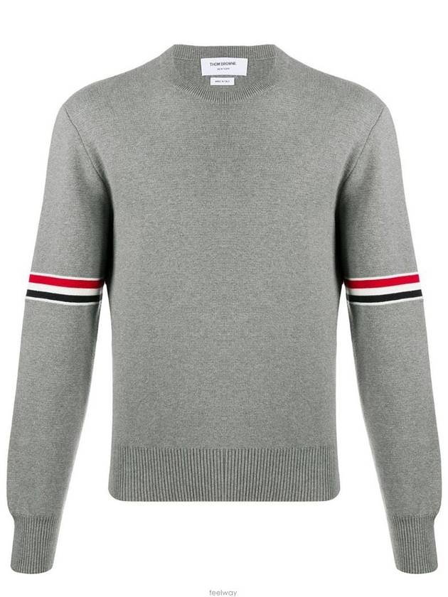 Men's Milan Stitch Armband Crew Neck Knit Top Light Grey - THOM BROWNE - BALAAN 2