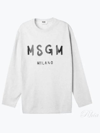 Milano Brushed Logo Print Long Sleeve T-Shirt Grey - MSGM - BALAAN 2