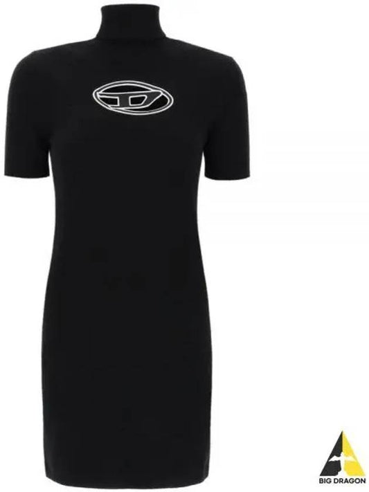 Women's M Agarette Logo Cut Out High Neck Short Dress Black - DIESEL - BALAAN 2