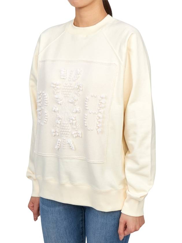 Women's Cashmere B Logo Patch Knit Top Ice White - BARRIE - BALAAN 5