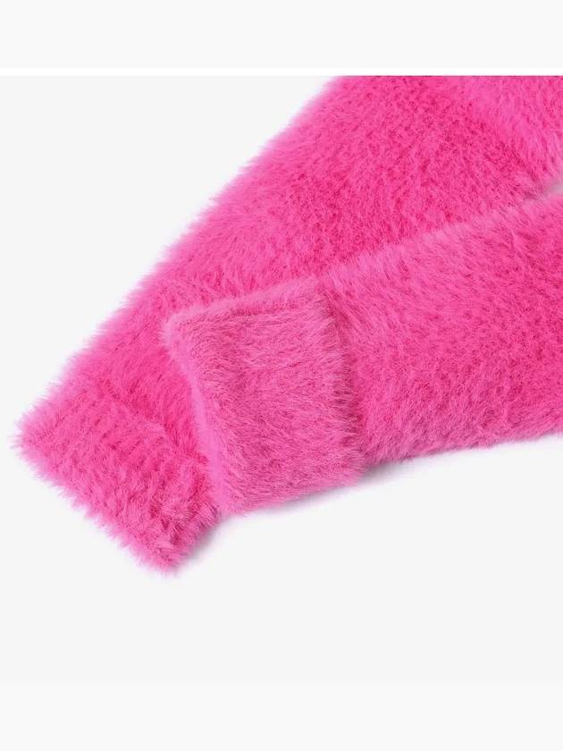 La Maille Neve Manches Longues Fluffy Charm Logo Cardigan Pink - JACQUEMUS - BALAAN 4