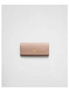 Logo Gold-Plated Saffiano Leather Large Long Wallet Powder Pink - PRADA - BALAAN 2