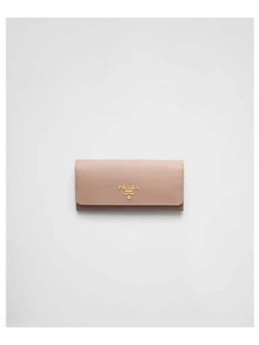 Logo Gold-Plated Saffiano Leather Large Long Wallet Powder Pink - PRADA - BALAAN 2