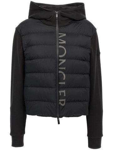 Padded Cotton Zip-Up Hoodie Black - MONCLER - BALAAN 1