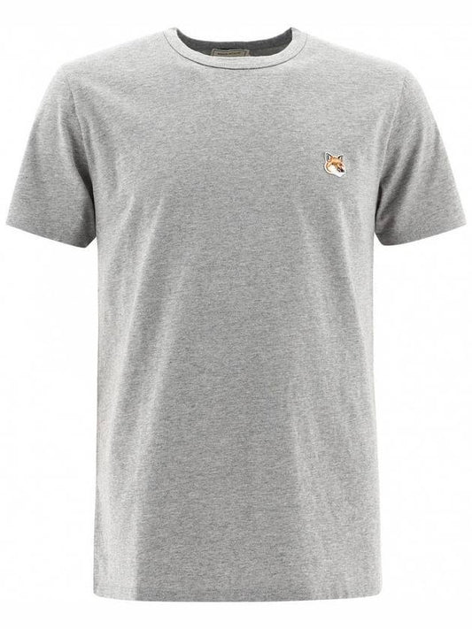 Fox Head Patch Classic Short Sleeve T-Shirt Grey Melange - MAISON KITSUNE - BALAAN 1