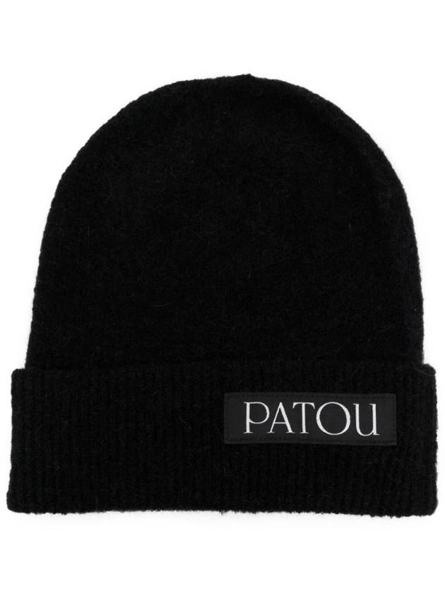 Logo Patch Alpaca Beanie Black - PATOU - BALAAN 1