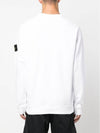 Brushed Cotton Fleece Garment Dyed Crewneck Sweatshirt White - STONE ISLAND - BALAAN 4