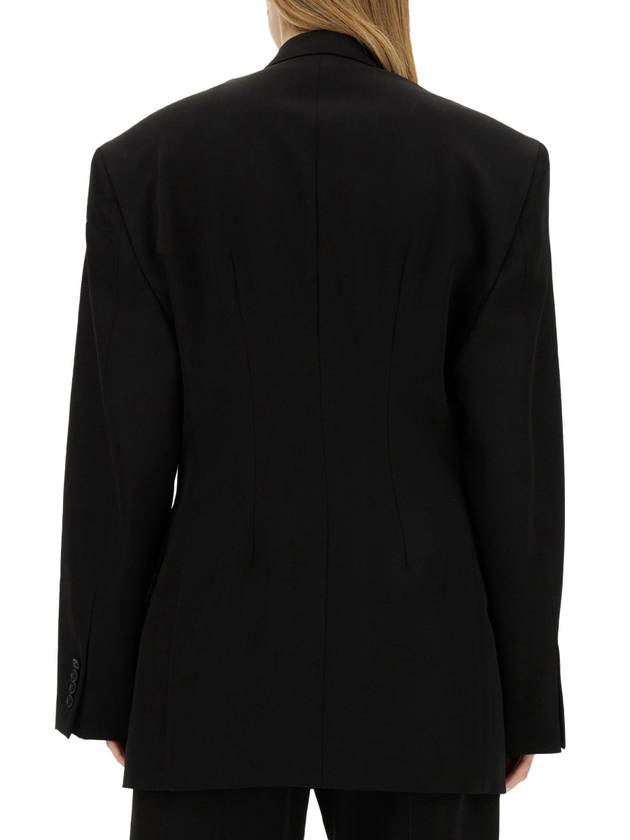 Cinched Double Breasted Wool Jacket Black - BALENCIAGA - BALAAN 4