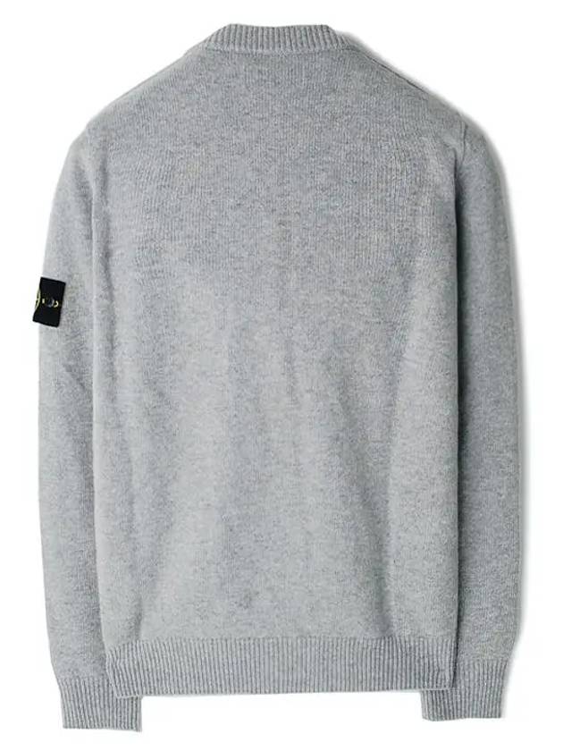 Logo Patch Lambswool Crewneck Knit Top Melange Grey - STONE ISLAND - BALAAN 3